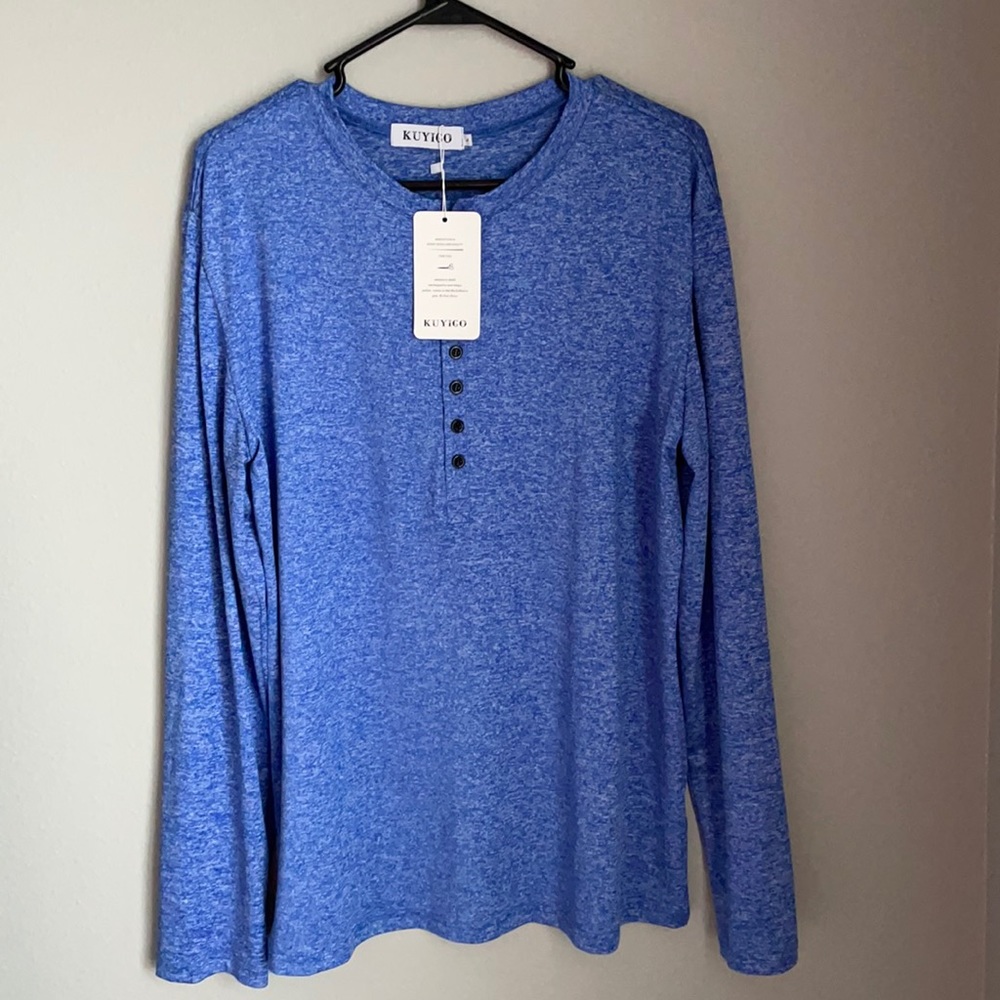 NWT!! Men’s Kuyigo Henley Long Sleeve Shirt